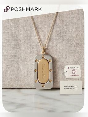 Authentic Christian Dior Palladium & Gold-Plated Two-Tone Pendant Necklace.